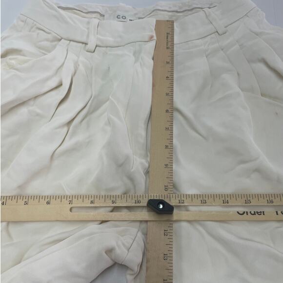 Co Pants Womens 8 White Draped Pocket Trousers High Rise Pleated - Picture 9 of 13